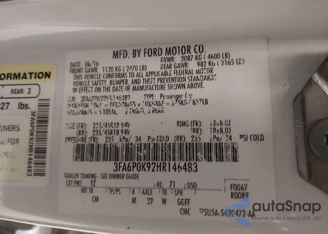 2017 Ford Fusion Titanium из США, поврежденный, VIN 3FA6P0K92HR146483